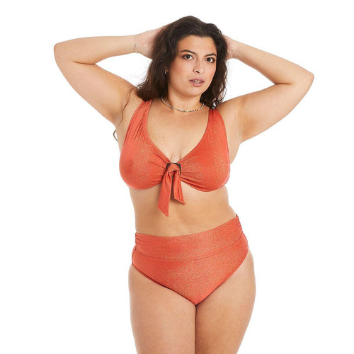 Haut de maillot de bain à armatures orange Maui Camille Cerf x Pomm Poire  - Maillot de bain grande taille nouveautes