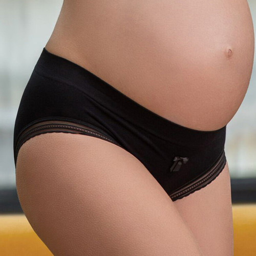 Culotte de grossesse taille basse - noir en viscose - Cache Coeur - Culotte maternite