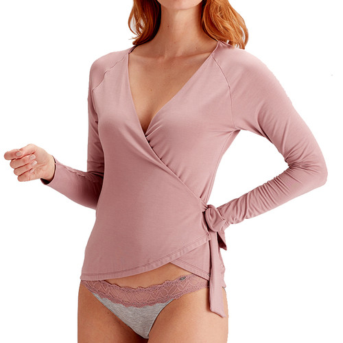 Cache-cœur manches longues Pretty Polly CASUAL COMFORT rose en coton - Pretty Polly - Mix and match lingerie nuit