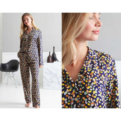 Pyjama femme à motif feuilles Becquet LAUTOMNAL multicolore en viscose Becquet  - Becquet loungewear femme