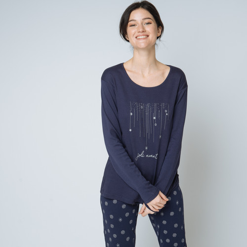 Pyjama deux pièces, pantalon imprimé Iconic bleu en coton Iconic  - Iconic Lingerie