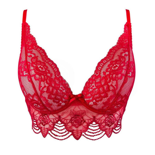 Semi-corset  - Rouge en dentelle Axami lingerie  - Porte-Jarretelles et Guêpières Grande Taille