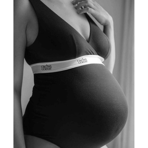 Body grossesse et allaitement Noir - Cache Coeur LIFE - Cache Coeur - Body 100d
