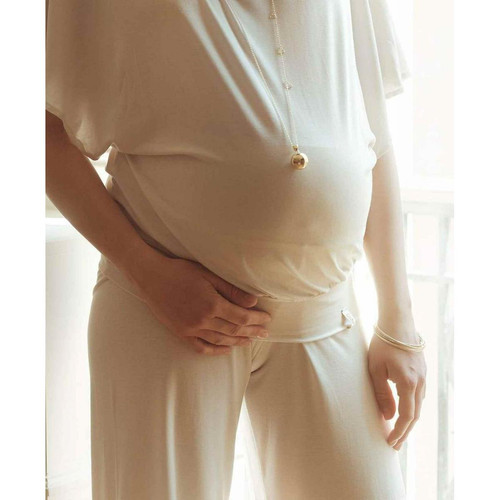 Pantalon de grossesse large 7/8 Blanc - Cache Coeur ORIGIN - Cache Coeur - Culotte maternite
