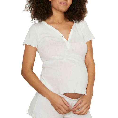 T-shirt de grossesse et d'allaitement - Cache Cœur Lingerie - Blanc en coton bio - Cache Coeur - Cache coeur