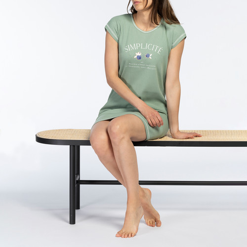 Liquette manches longues  vert en coton - Dodo homewear - Lingerie pyjamas et ensembles