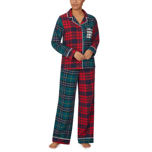 Pyjama avec un pantalon et haut manches longues bleu canard en coton - DKNY - Noel homewear