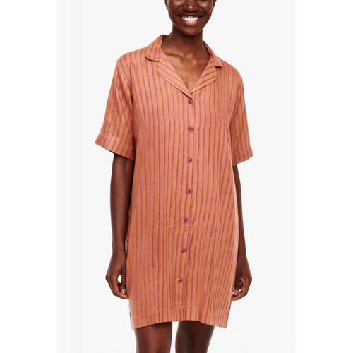 Haut de pyjama - Chemise Longue à manches courtes - Orange Femilet  - ANNA en viscose - Femilet - Lingerie caraco