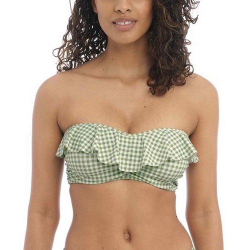 Haut de maillot de bain Bandeau Armatures - Vert CHECK IN en nylon Freya Maillots  - Maillot de bain bandeau grande taille