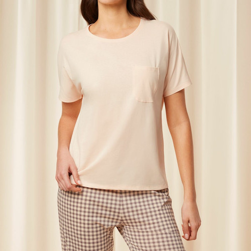 Haut De Pyjama T-shirt Avec Poche Triumph Mix & Match Beige  en coton - Triumph - Noel homewear